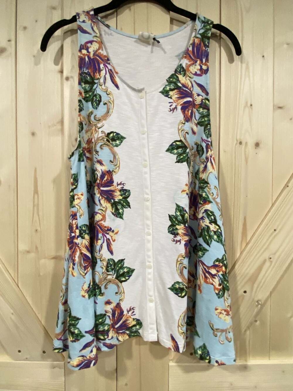 Akemi + Kin Anthropologie Floral Print Button Down Tank Top Tunic Size M